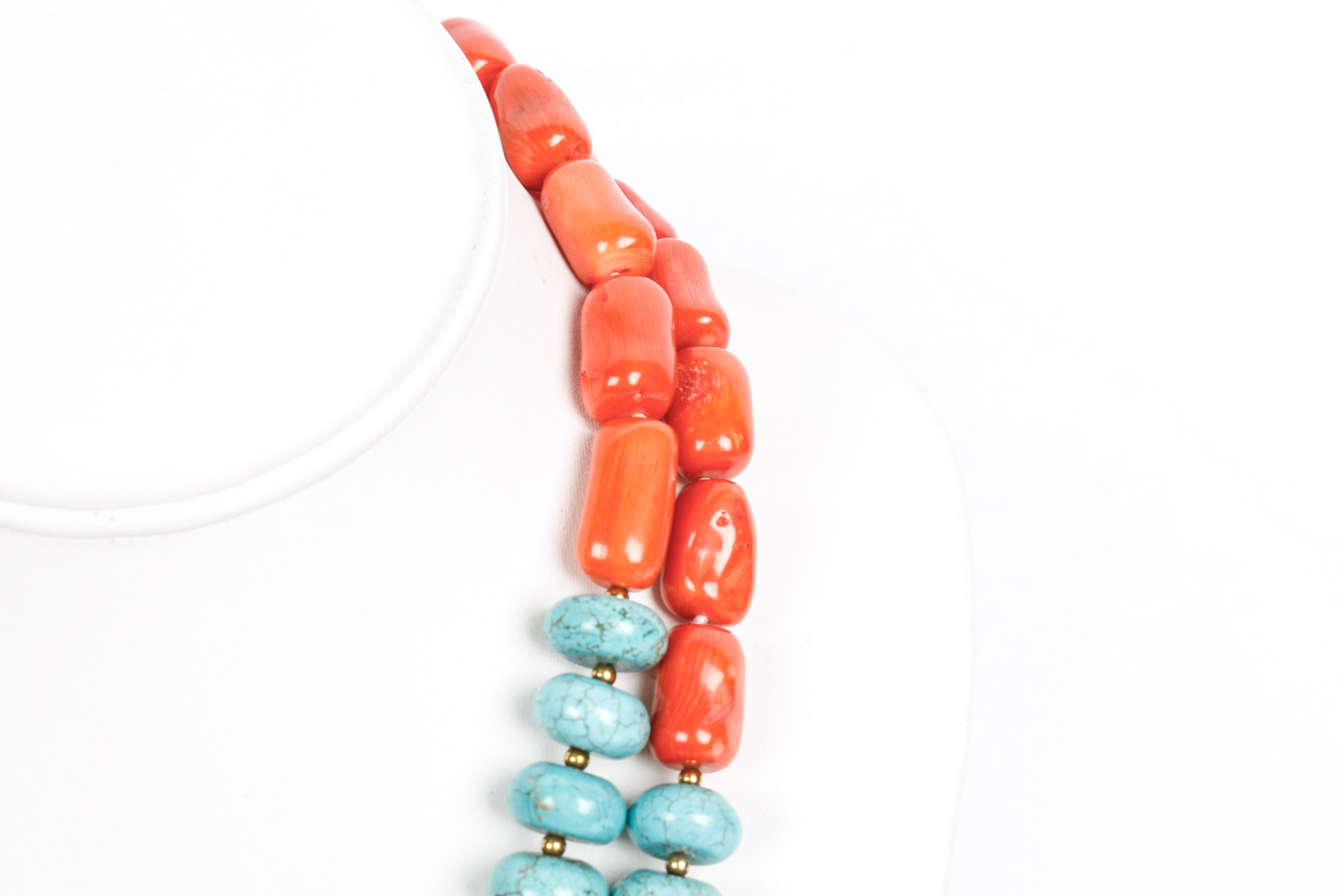 Pair of Coral and Howlite Necklaces