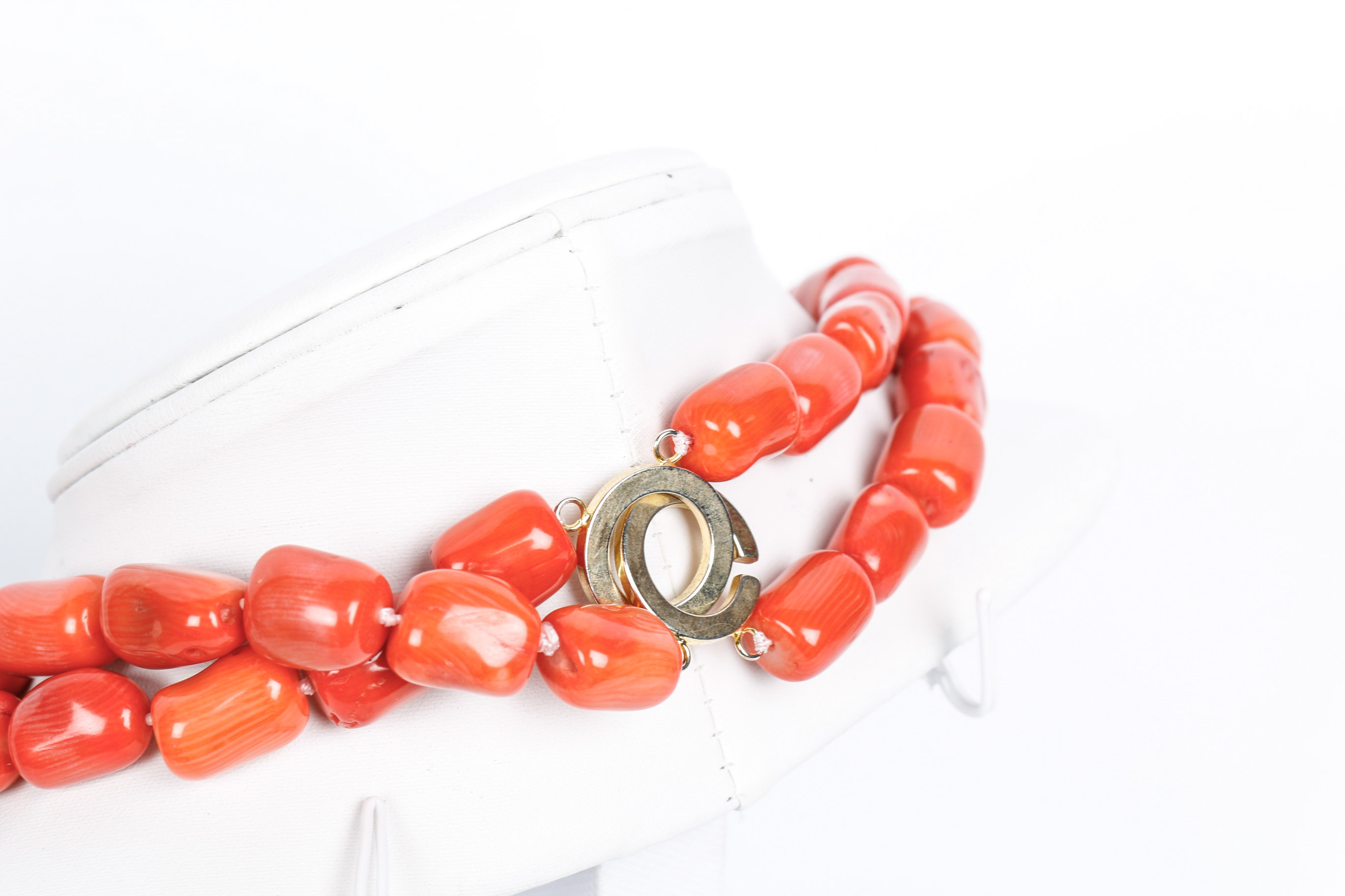 Pair of Coral and Howlite Necklaces