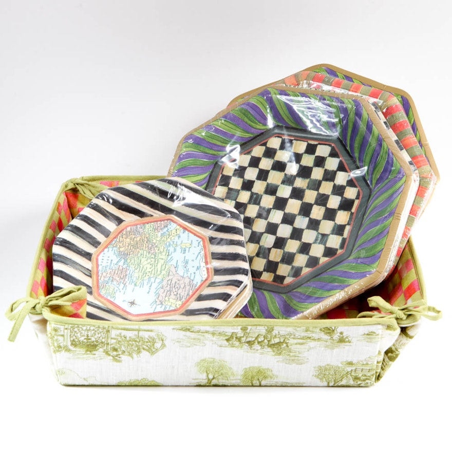 MacKenzie-Childs Paper Plates and Cloth Basket