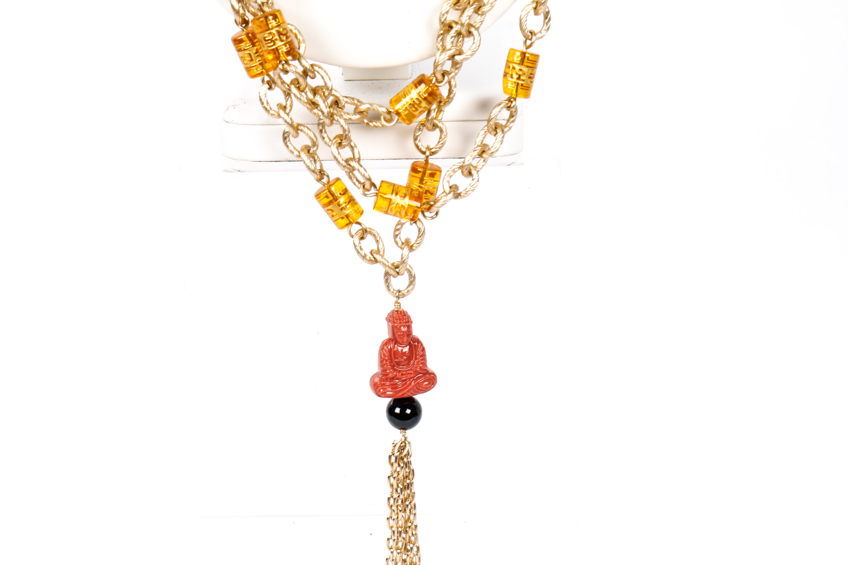 Gold Toned Retro Buddha Necklace