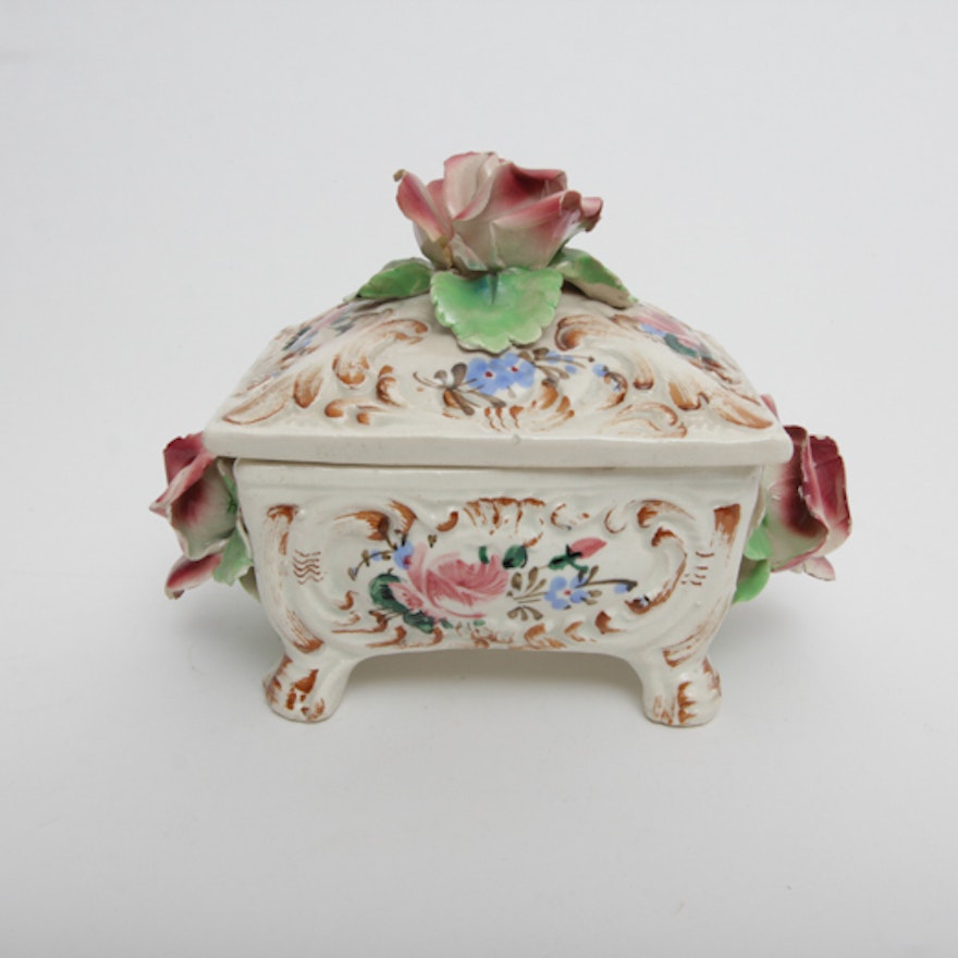 Vintage Italian Porcelain Trinket  Box