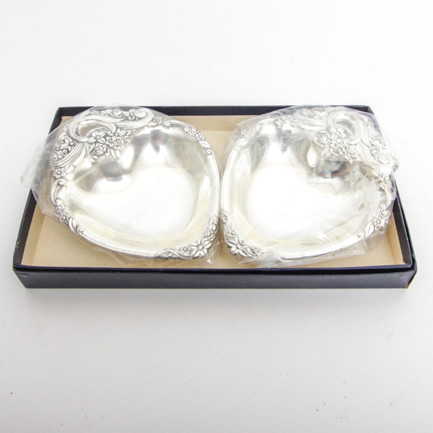 Pair of F.B. Rogers Silver Company Heart Shaped Trinket Trays