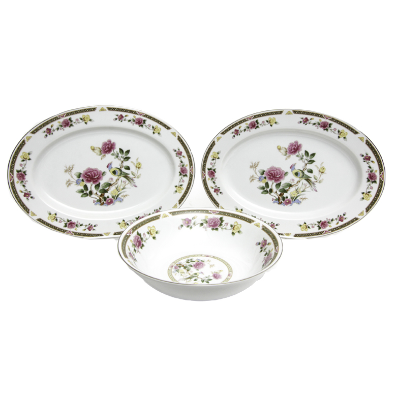 Collection of Ranmaru Crescent Fine China "Rose Tapestry"
