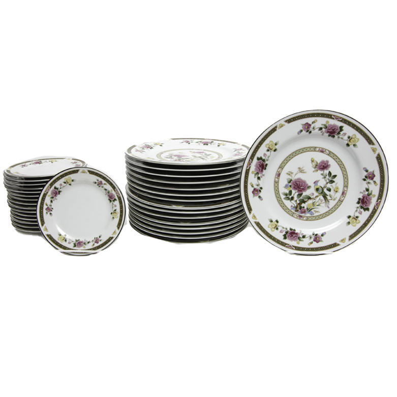 Collection of Ranmaru Crescent Fine China "Rose Tapestry"