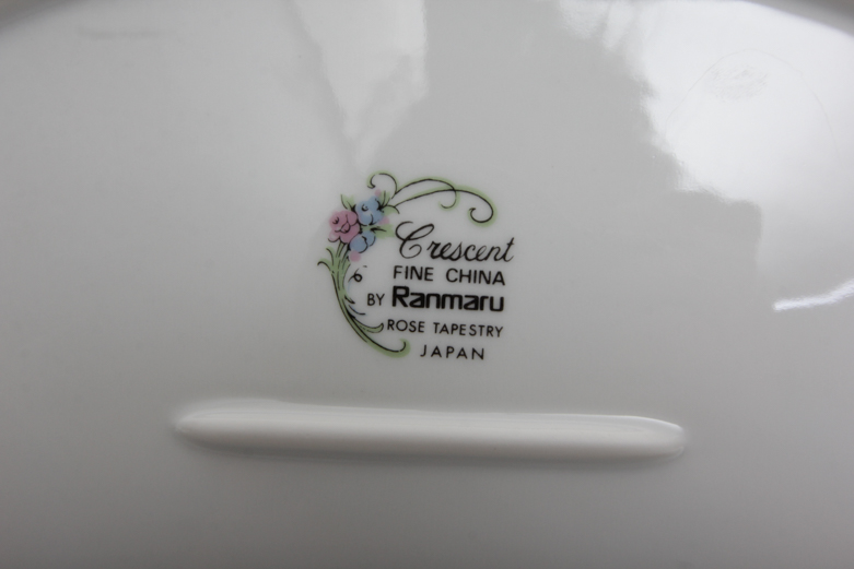 Collection of Ranmaru Crescent Fine China "Rose Tapestry"