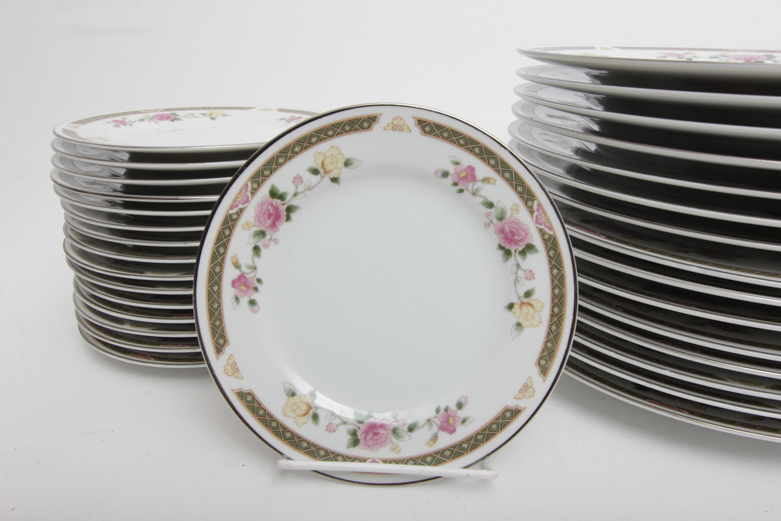 Collection of Ranmaru Crescent Fine China "Rose Tapestry"