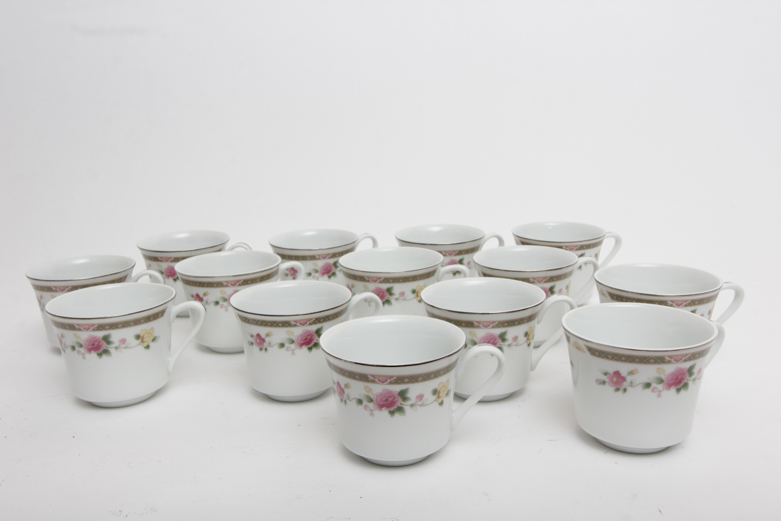 Collection of Ranmaru Crescent Fine China "Rose Tapestry"