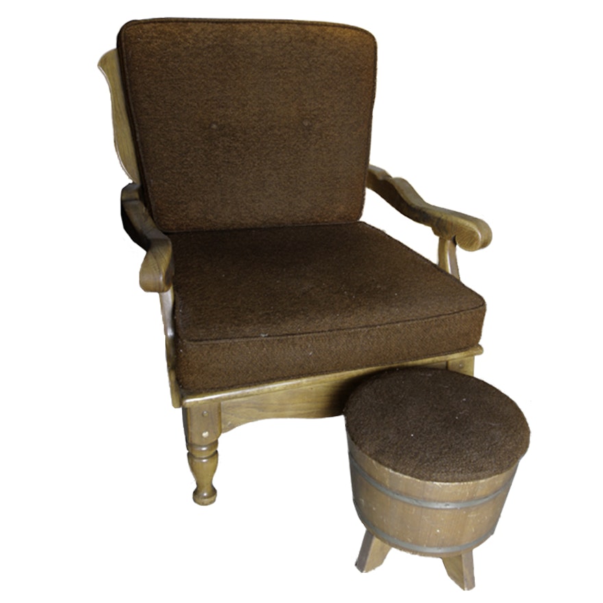 Vintage Armchair with Foot Rest