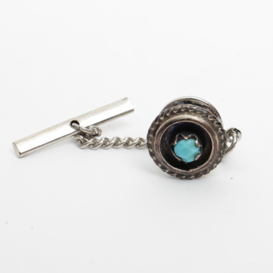 Men's Sterling Silver and Turquoise Tie Tack