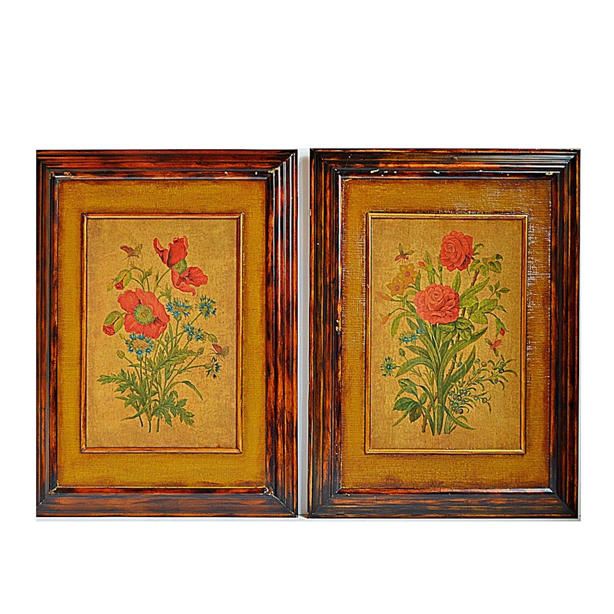 Pair of Decorative Framed Floral Panels