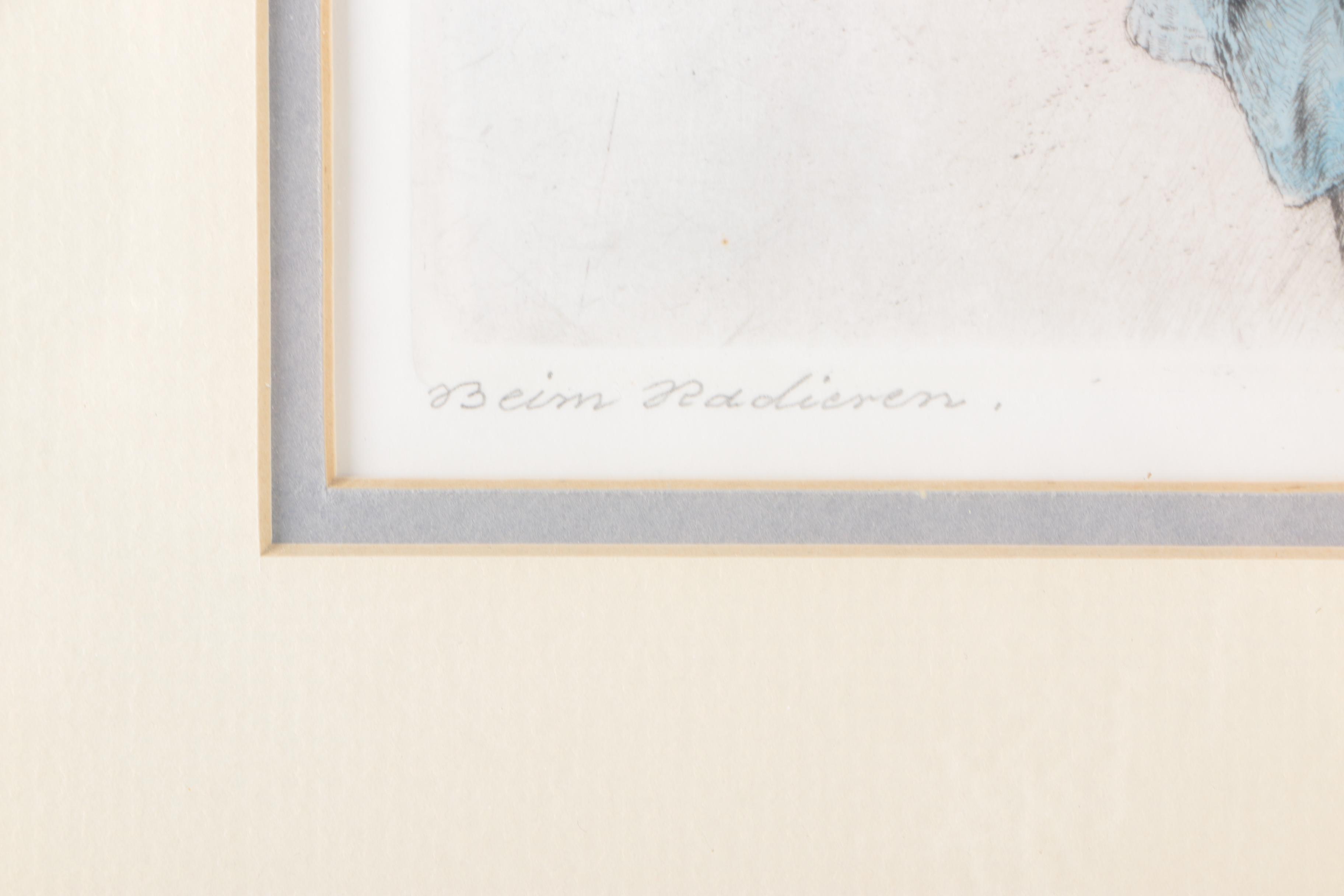 Beim Radieren Aquatint Etching After Paul Geissler Portrait