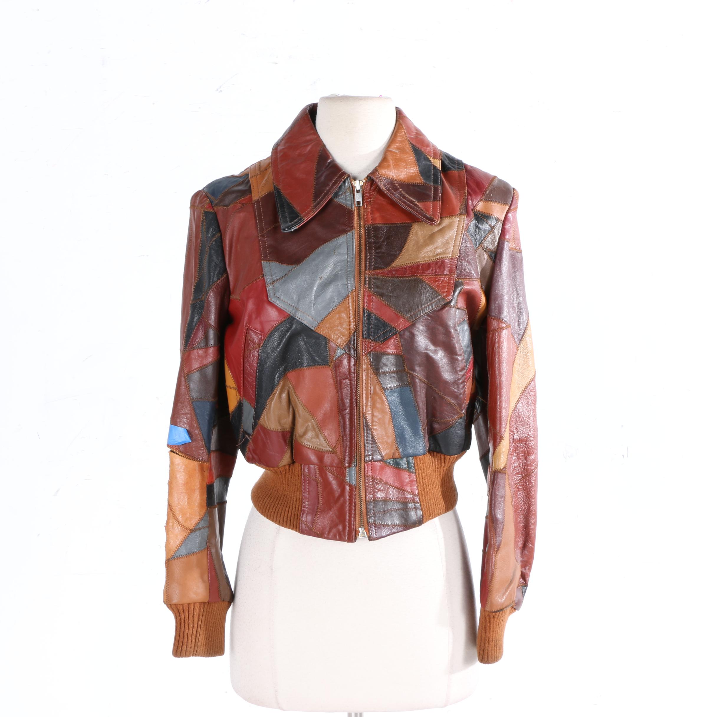 Women's Vintage Patched Leather Jacket