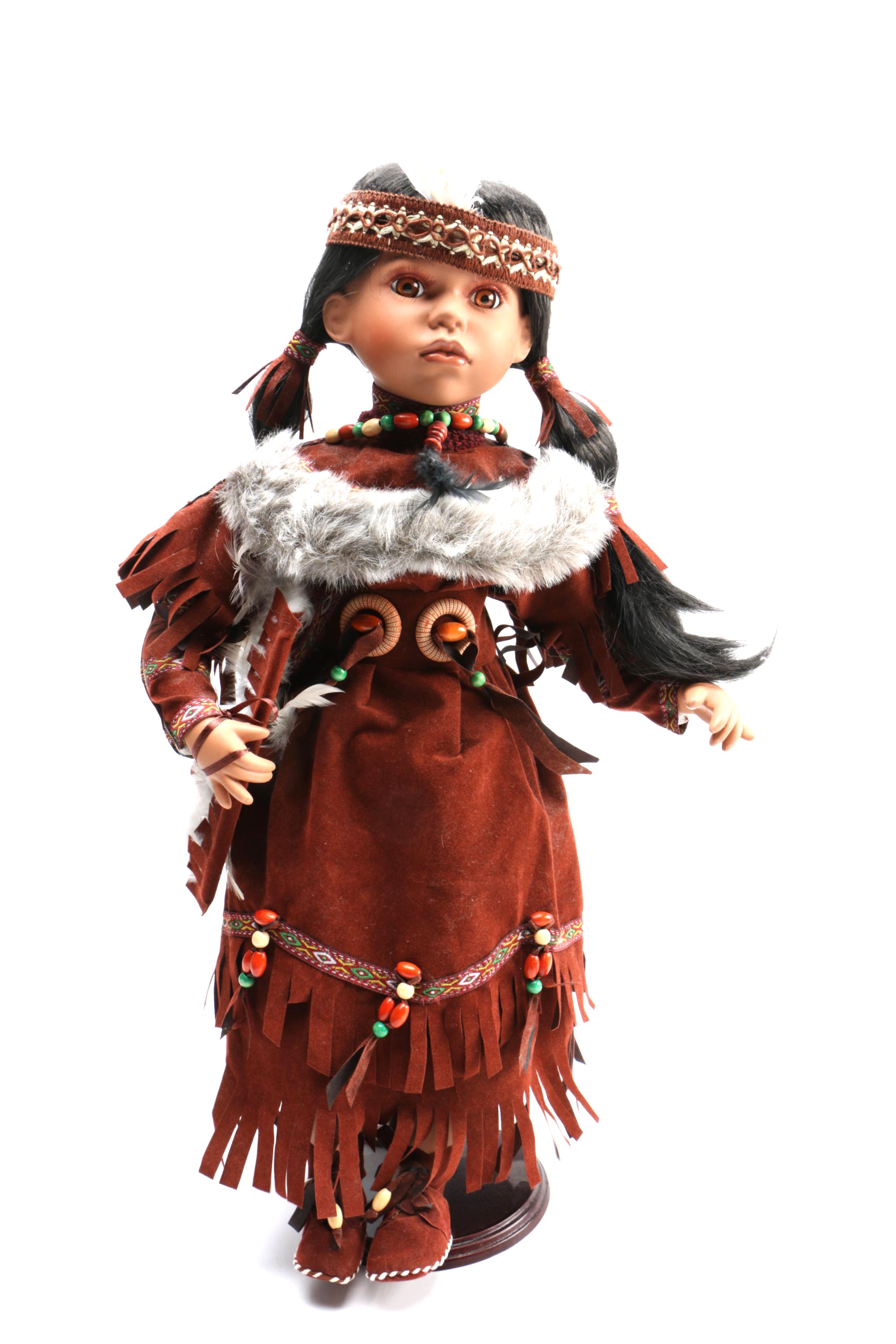 Porcelain Dolls in American Indian Style Outfits and More