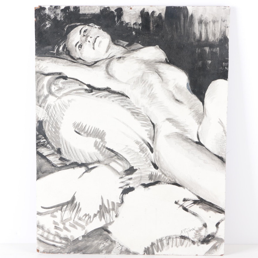 Randy Pijoan Oil Painting on Masonite "Nude Study #88"
