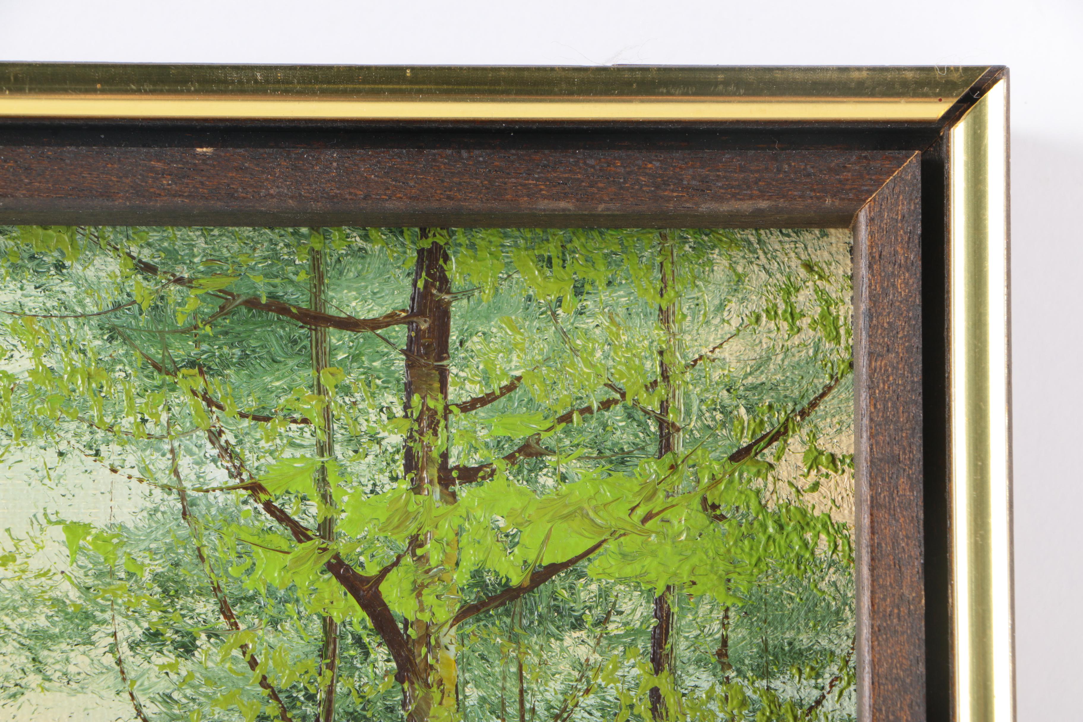 Original Oil On Canvas of Forest and River Signed Cabbetti