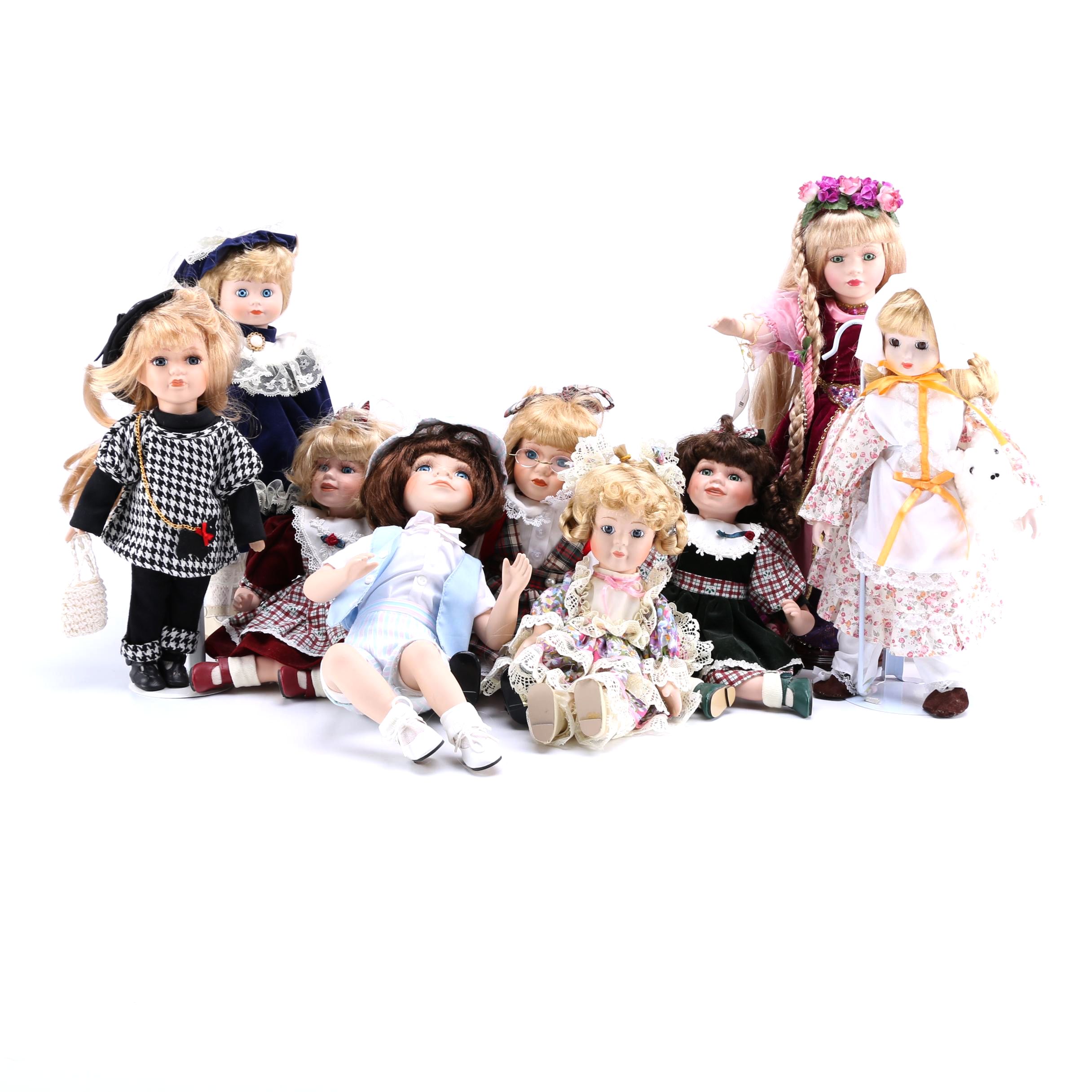 Porcelain Collector Dolls Including a Bo Peep, Rapunzel and More
