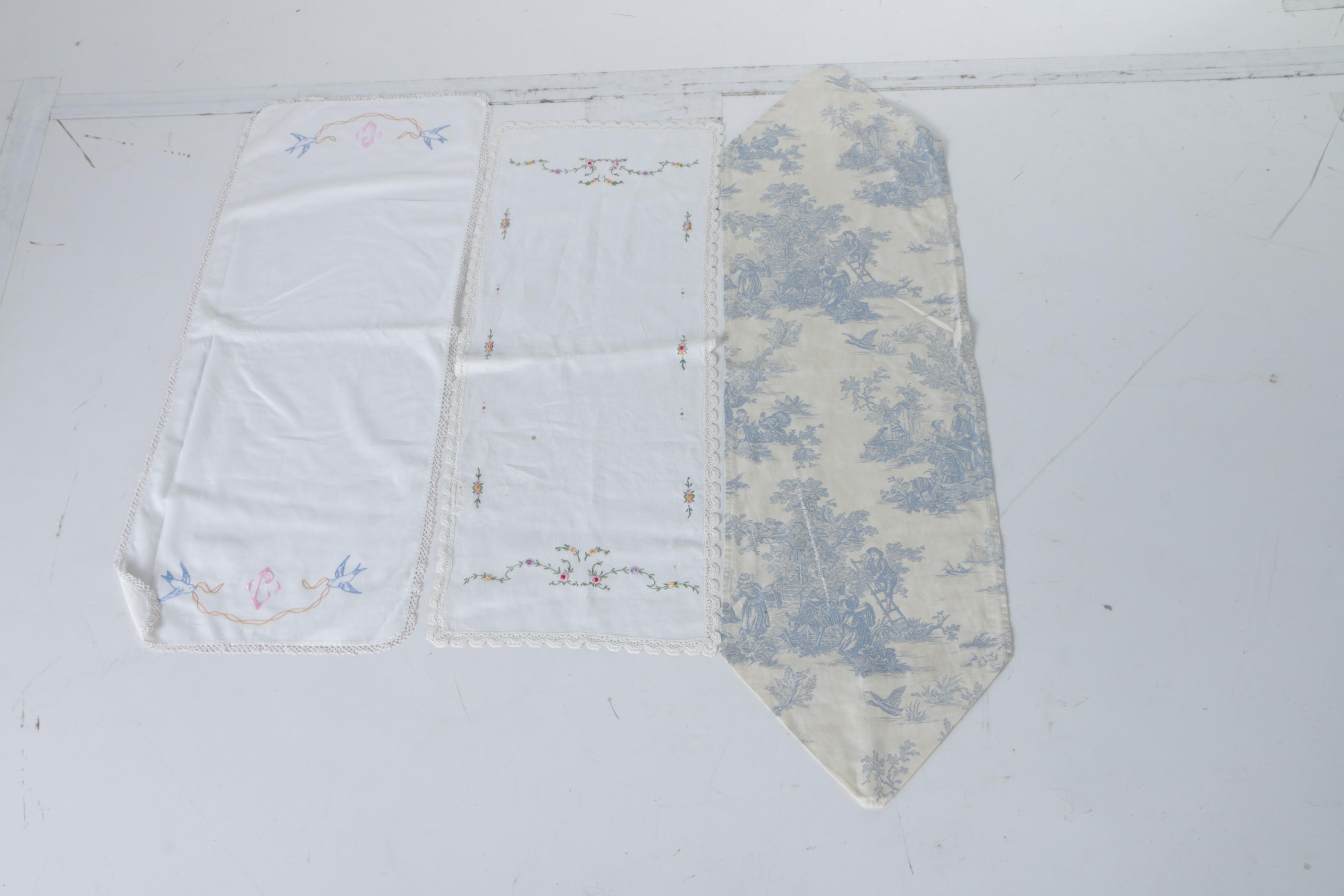Assortment of Table Linens and a Blanket