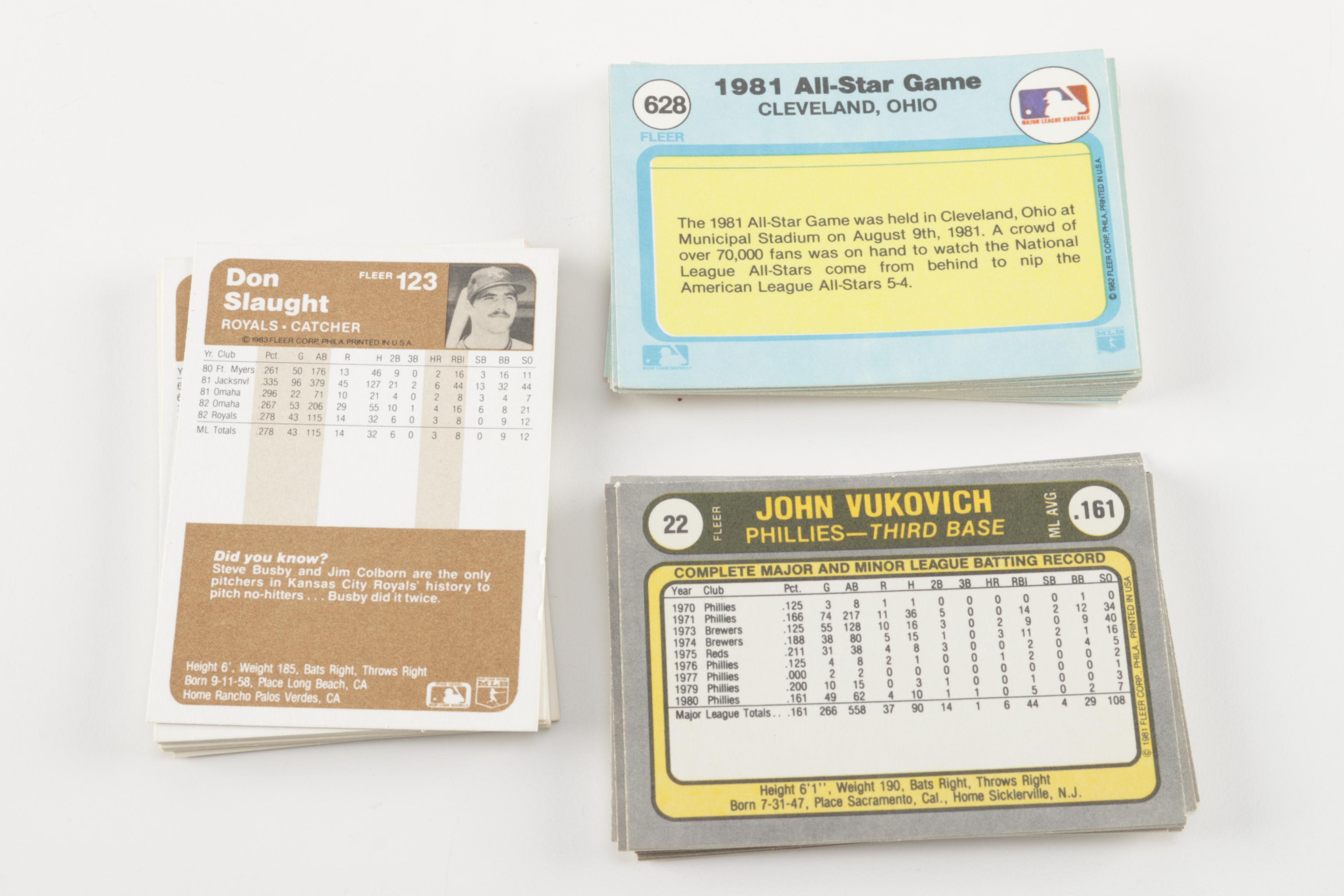 1981-1983 Fleer Complete Baseball Trading Card Sets