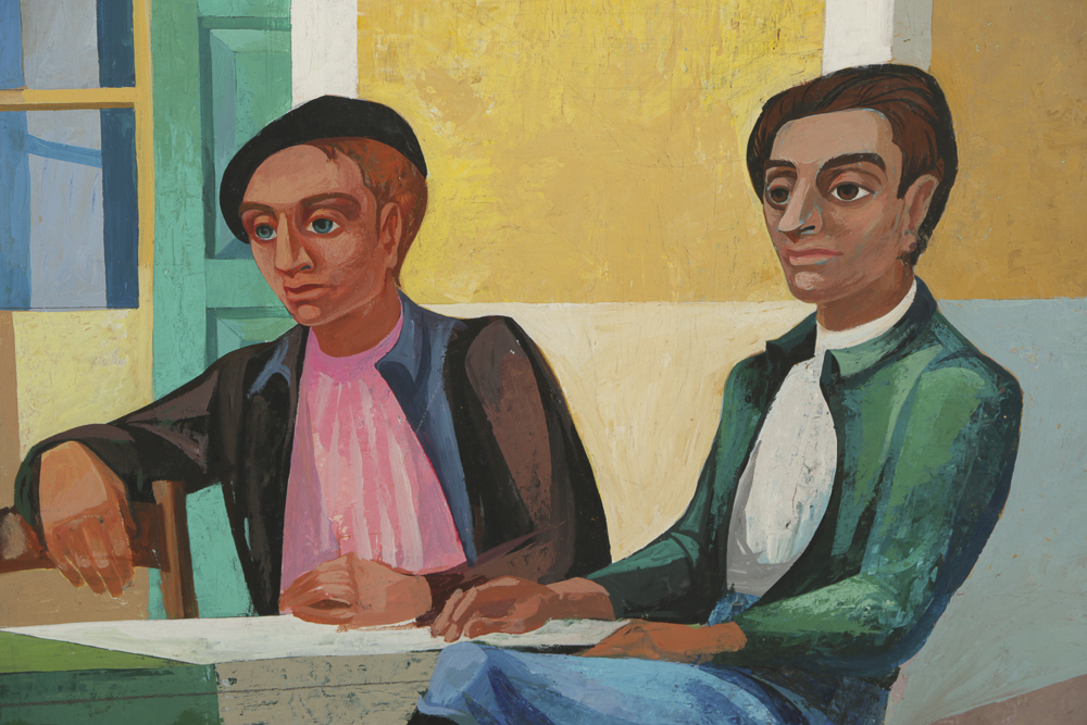 Howard Mandel Oil Painting on Board Street Scene