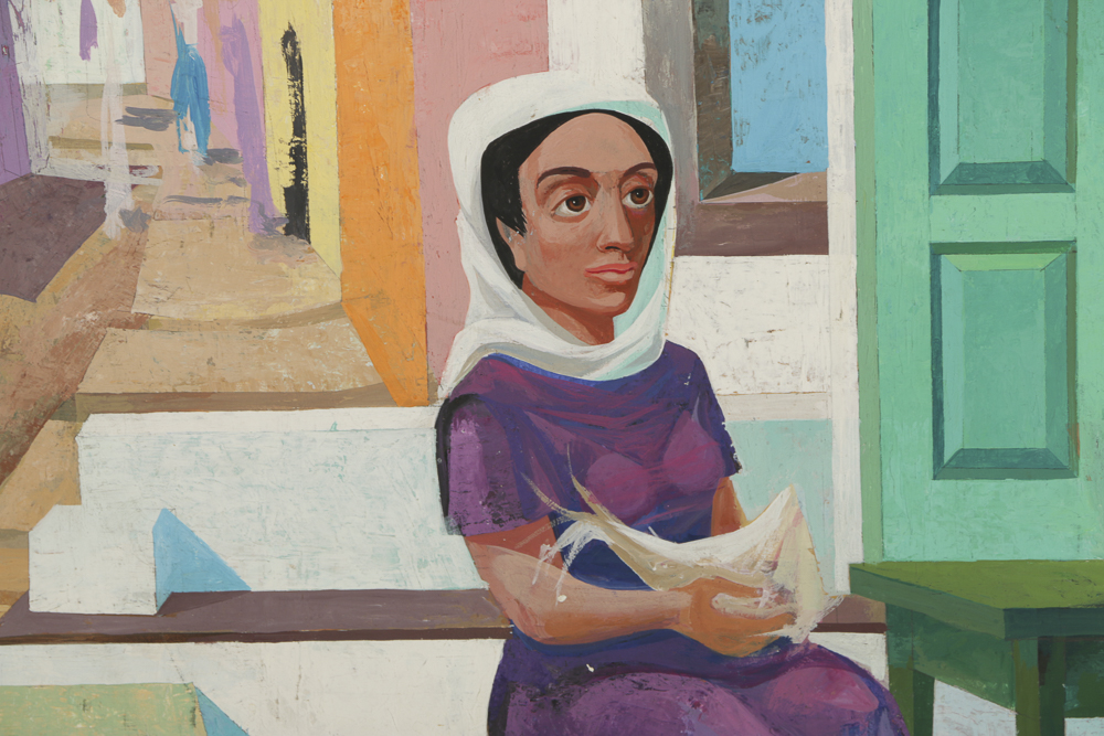 Howard Mandel Oil Painting on Board Street Scene