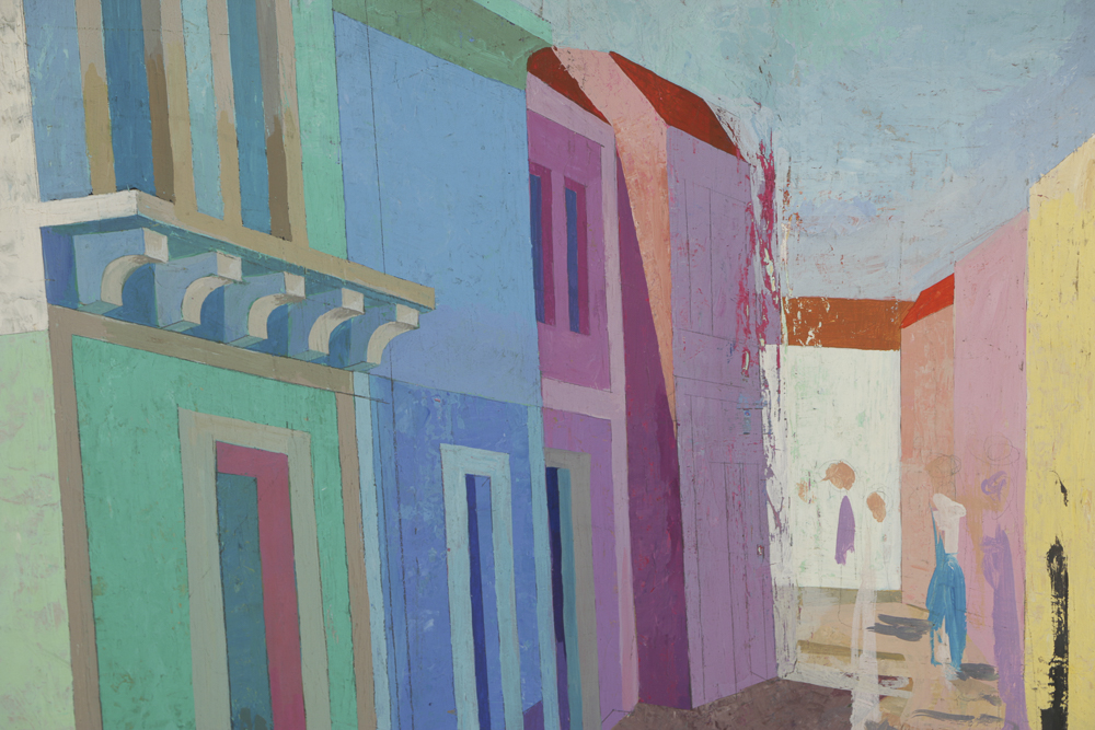 Howard Mandel Oil Painting on Board Street Scene