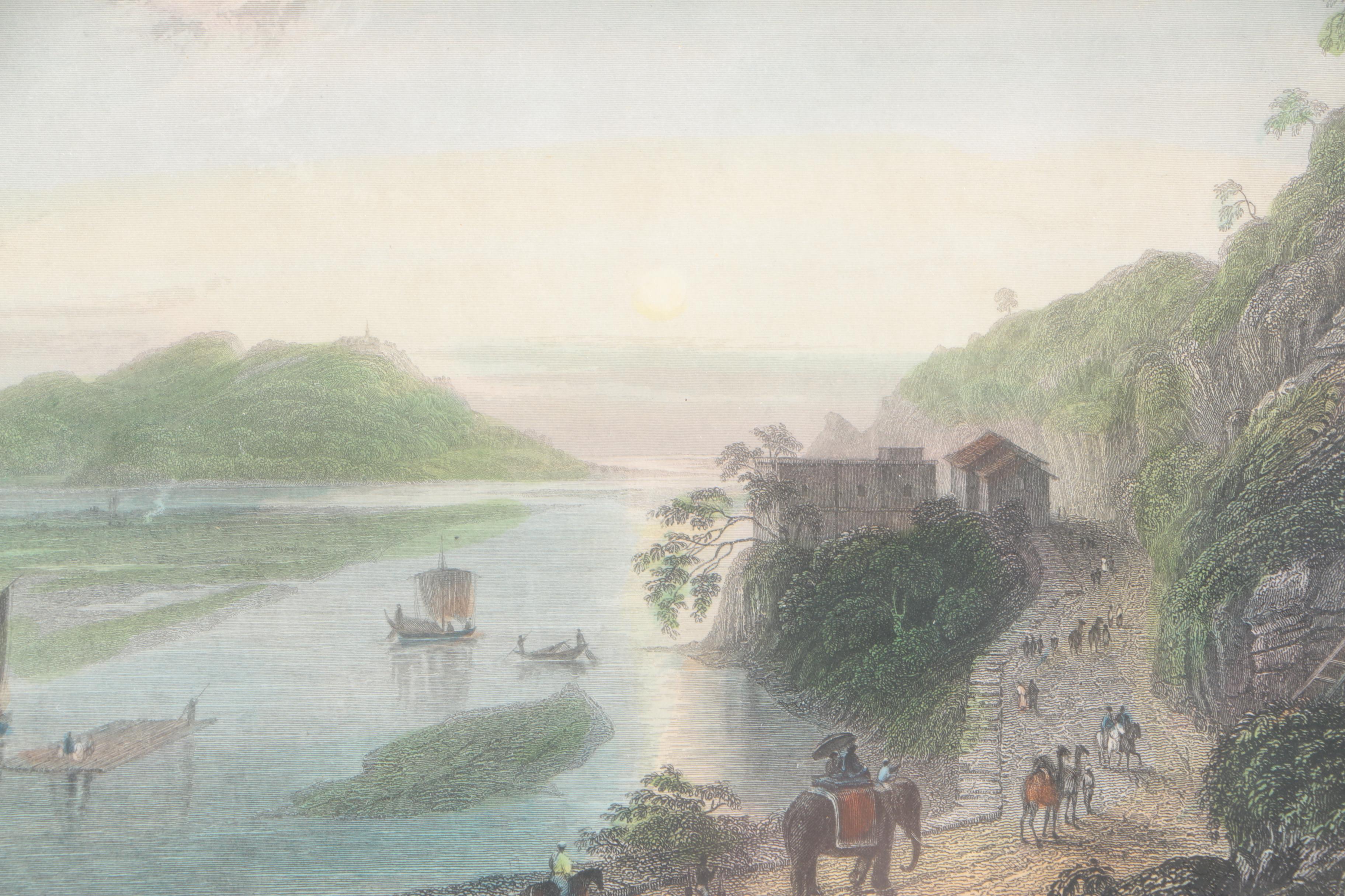 Hand Colored Engraving of an Asian Genre Scene