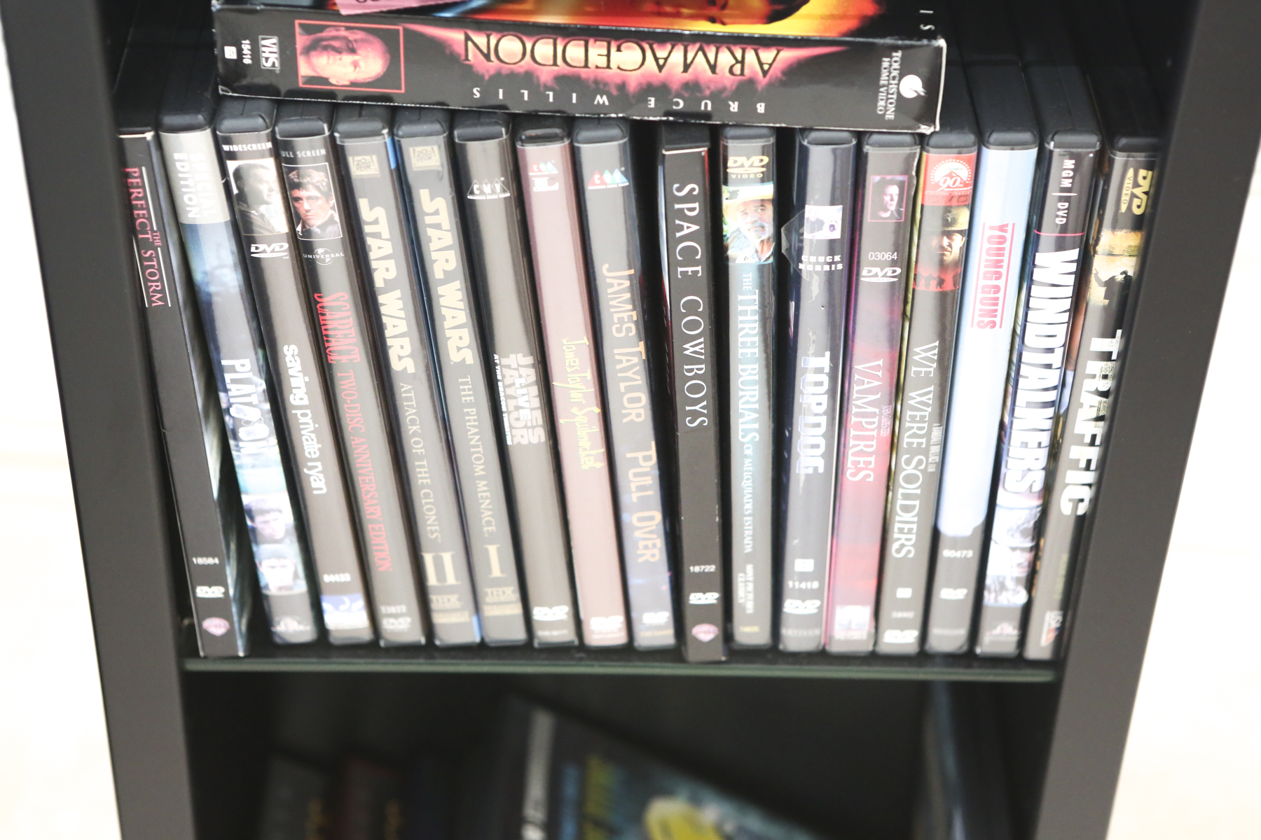 70 Feature Film DVDs and Storage Cabinet