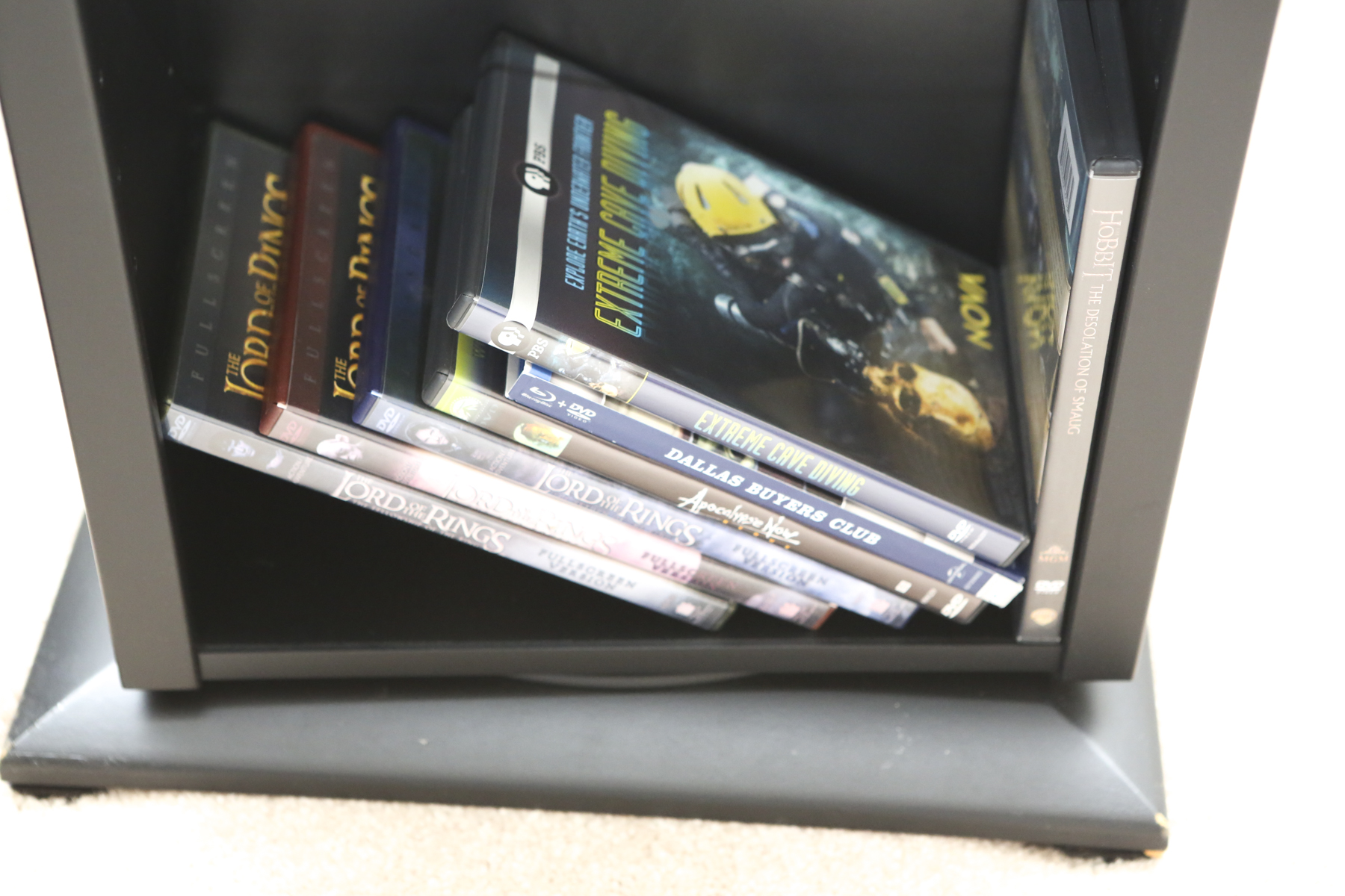 70 Feature Film DVDs and Storage Cabinet