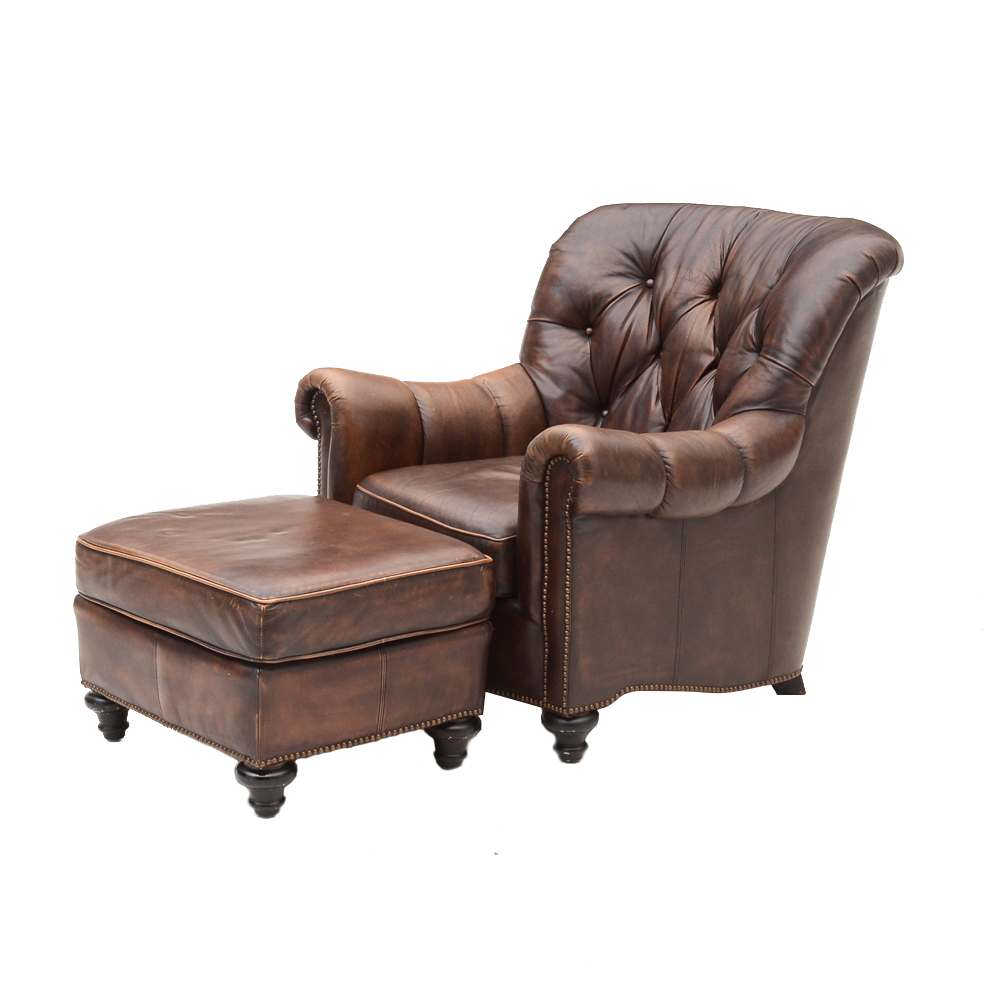 Bernhardt leather chair and ottoman new arrivals