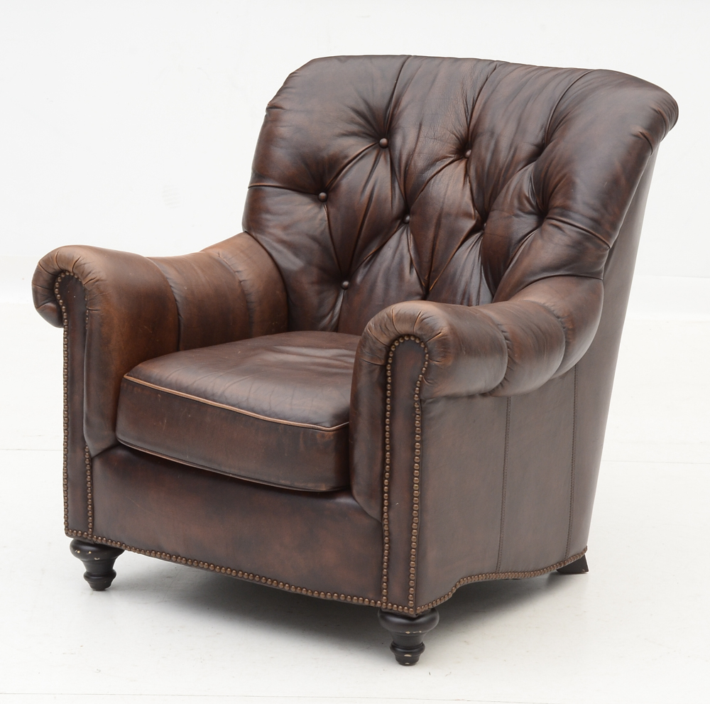 Bernhardt Leather Chair and Ottoman