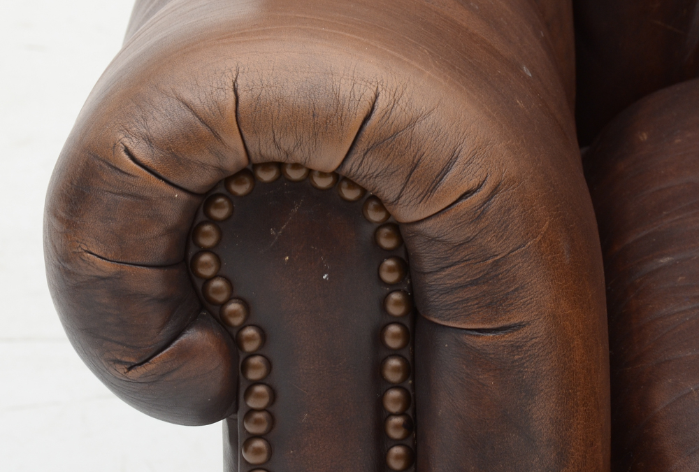 Bernhardt Leather Chair and Ottoman