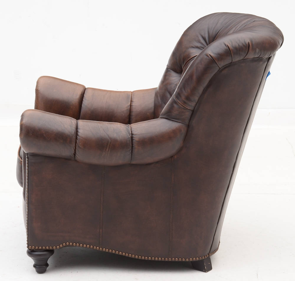 Bernhardt Leather Chair and Ottoman