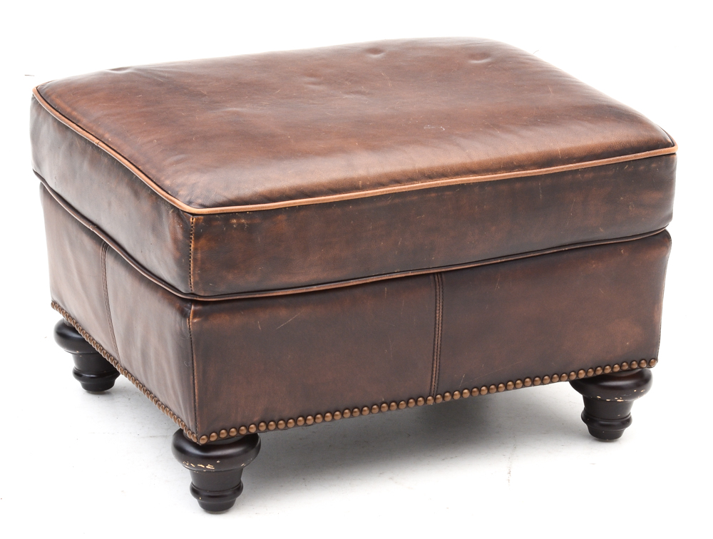 Bernhardt Leather Chair and Ottoman