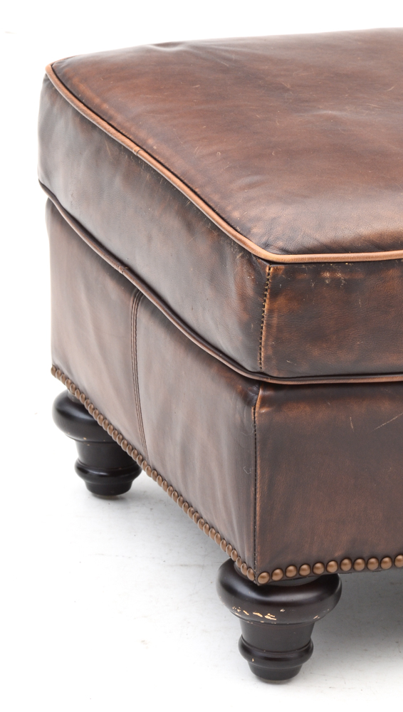 Bernhardt Leather Chair and Ottoman