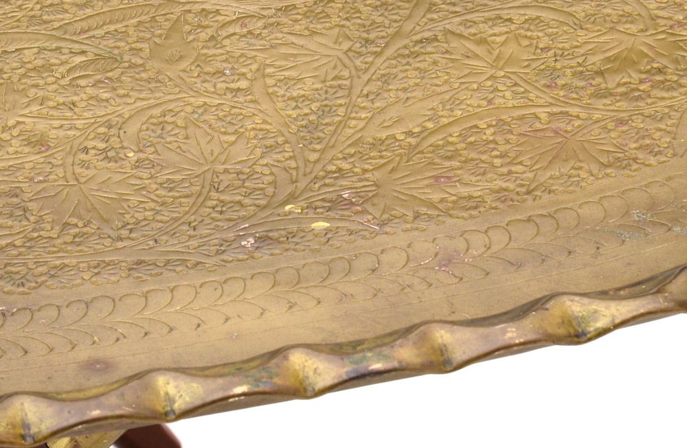 Oval Chased Brass Tray on Stand