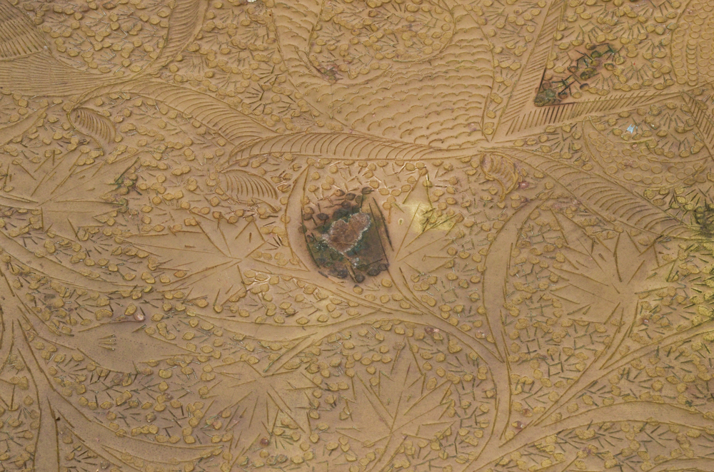 Oval Chased Brass Tray on Stand