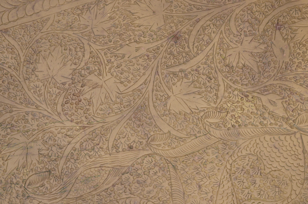 Oval Chased Brass Tray on Stand