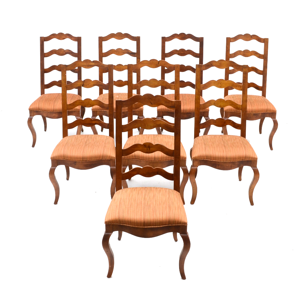 Eight French Provincial Style Ladderback Chairs by Century