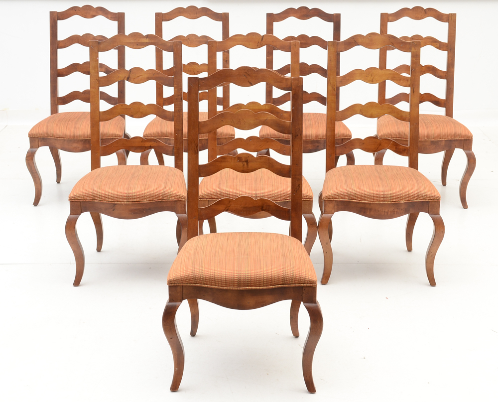Eight French Provincial Style Ladderback Chairs by Century