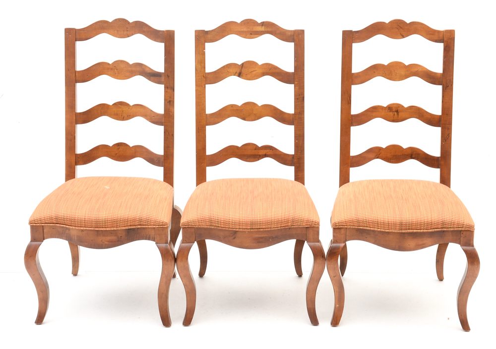 Eight French Provincial Style Ladderback Chairs by Century