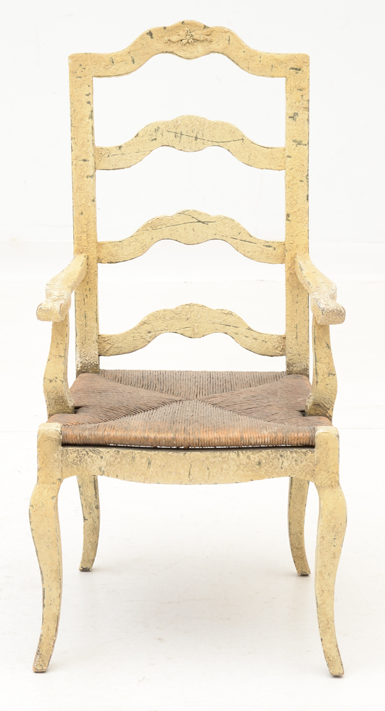 Four Painted Wood Arm Chairs