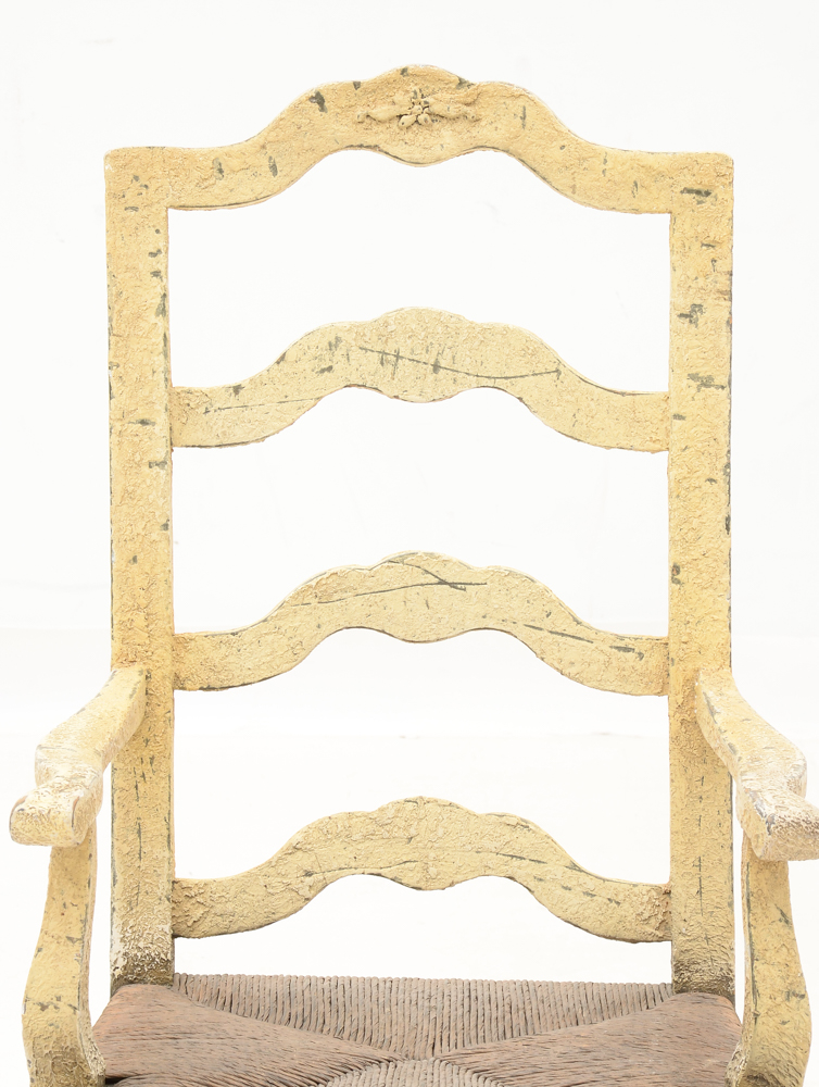 Four Painted Wood Arm Chairs