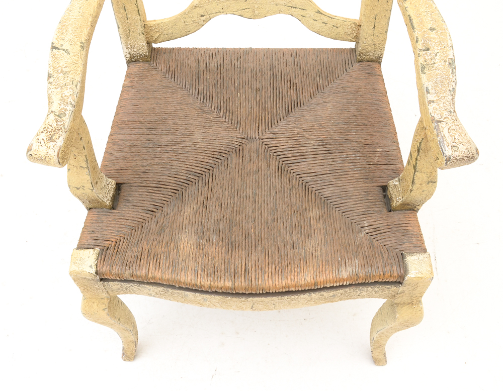 Four Painted Wood Arm Chairs