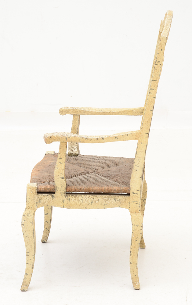 Four Painted Wood Arm Chairs