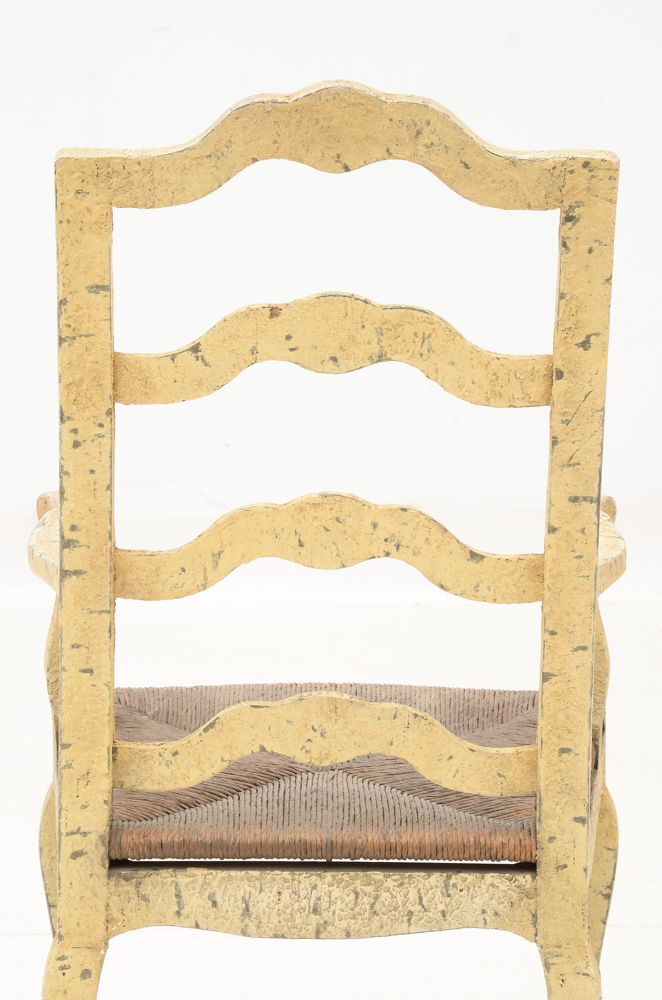 Four Painted Wood Arm Chairs