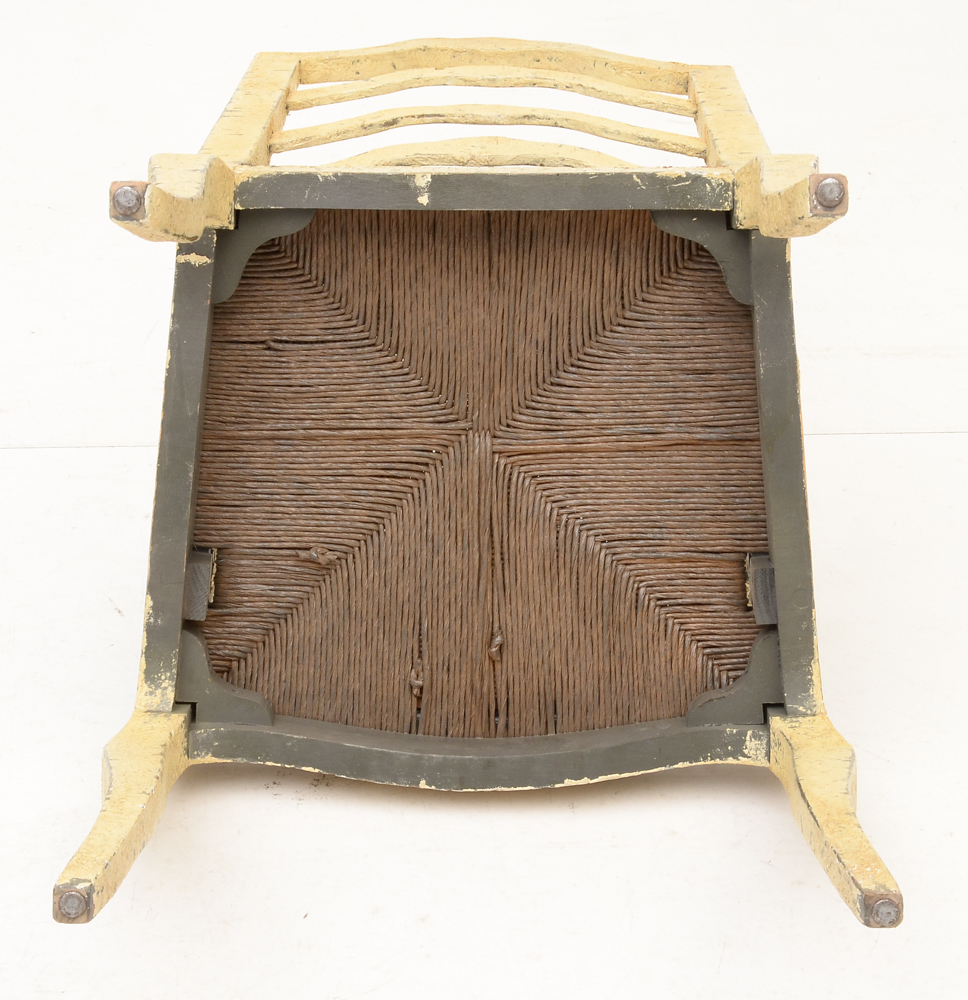 Four Painted Wood Arm Chairs