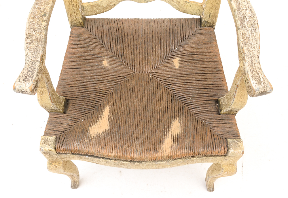 Four Painted Wood Arm Chairs