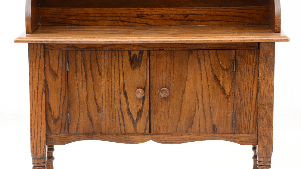 Vintage Two-Piece Solid Oak Hutch