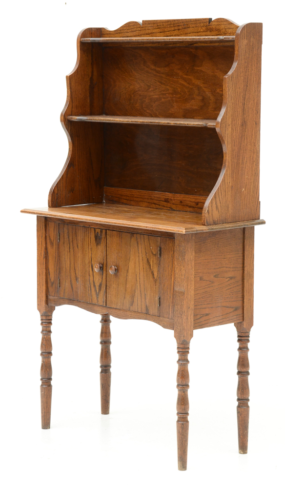 Vintage Two-Piece Solid Oak Hutch