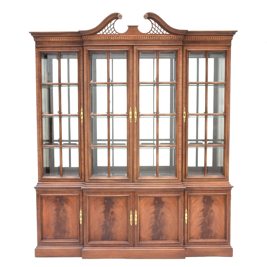 Mahogany Finish Breakfront China Cabinet